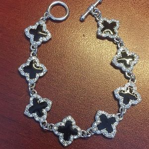 Rhinestone and black bracelet